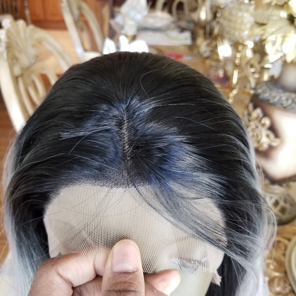 Ombre Black Gray Lace Front Wig - Picture 5 of 8